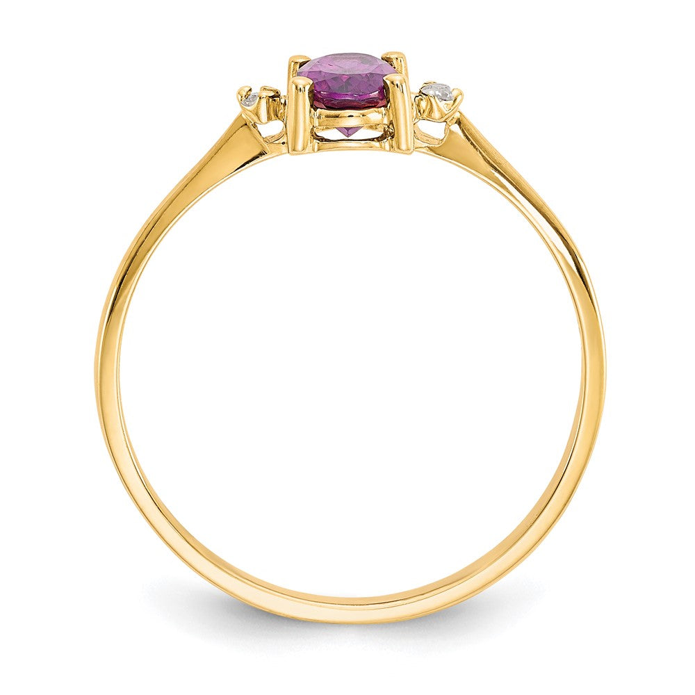 10k Yellow Gold Polished Genuine Diamond u0026 Rhodolite Garnet Birthstone Ring