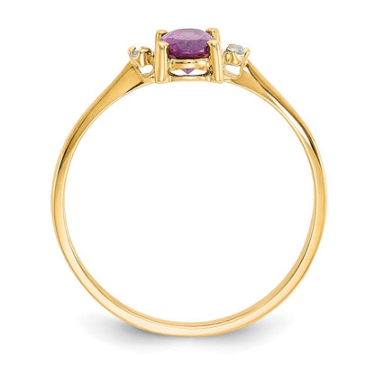 10k Yellow Gold Polished Genuine Diamond u0026 Rhodolite Garnet Birthstone Ring