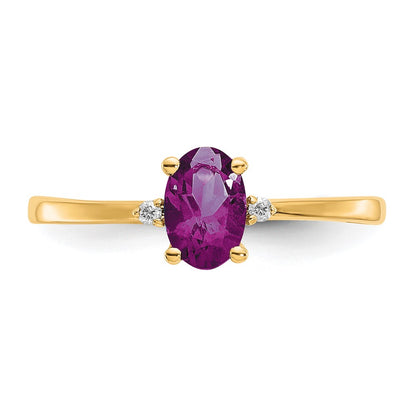 10k Yellow Gold Polished Genuine Diamond u0026 Rhodolite Garnet Birthstone Ring