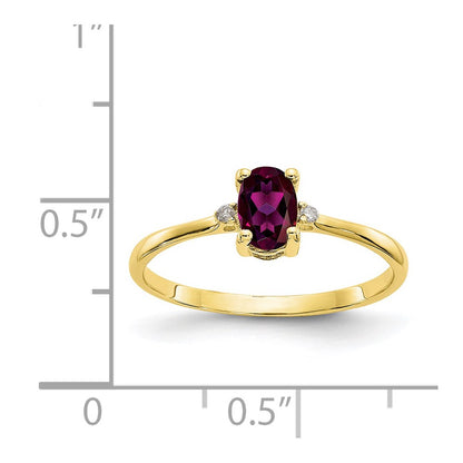 10k Yellow Gold Polished Genuine Diamond u0026 Rhodolite Garnet Birthstone Ring