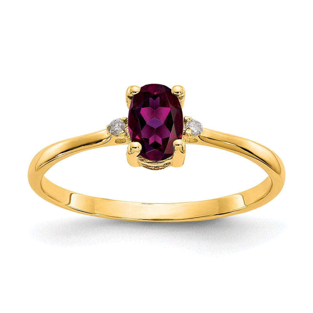 10k Yellow Gold Polished Genuine Diamond u0026 Rhodolite Garnet Birthstone Ring