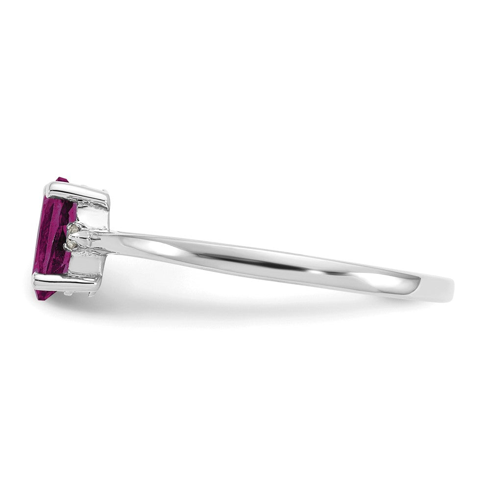 10K White Gold Wg Polished Genuine Diamond/Rhodolite Garnet Birthstone Ring