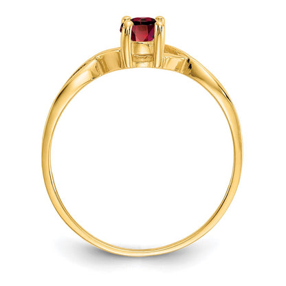 10K Yellow Gold Polished Genuine Garnet Birthstone Ring