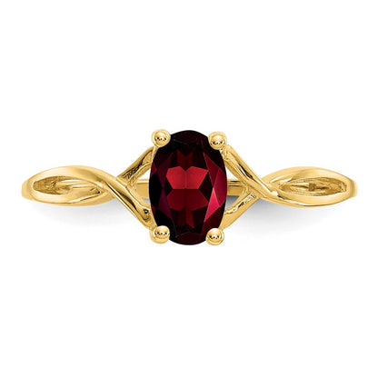 10K Yellow Gold Polished Genuine Garnet Birthstone Ring
