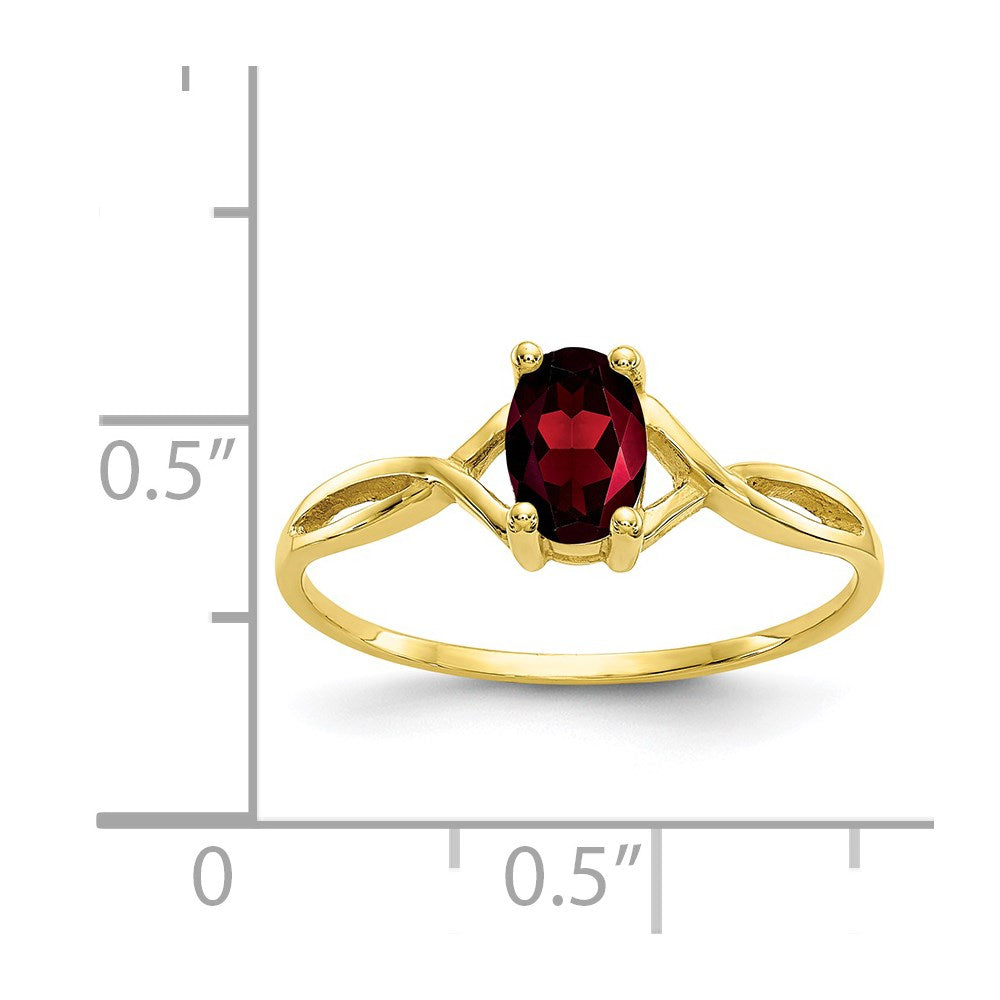 10K Yellow Gold Polished Genuine Garnet Birthstone Ring