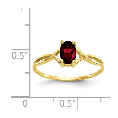 10K Yellow Gold Polished Genuine Garnet Birthstone Ring