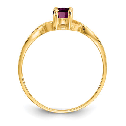 10k Yellow Gold Polished Genuine Rhodolite Garnet Birthstone Ring