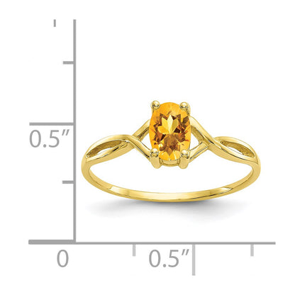 10K Yellow Gold Polished Genuine Citrine Birthstone Ring