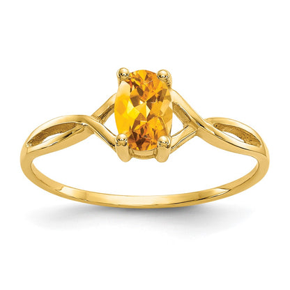 10K Yellow Gold Polished Genuine Citrine Birthstone Ring