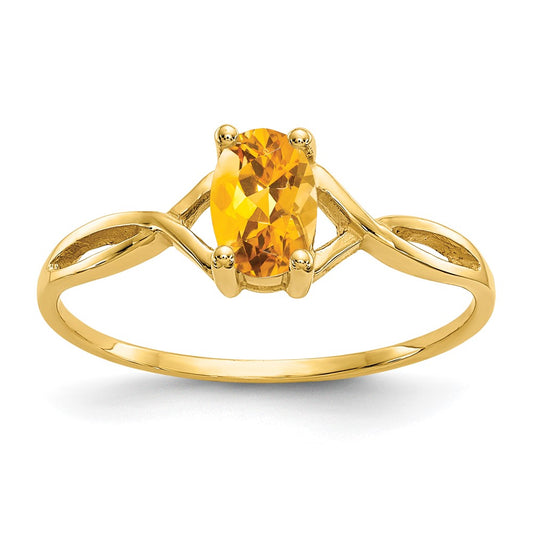 10K Yellow Gold Polished Genuine Citrine Birthstone Ring