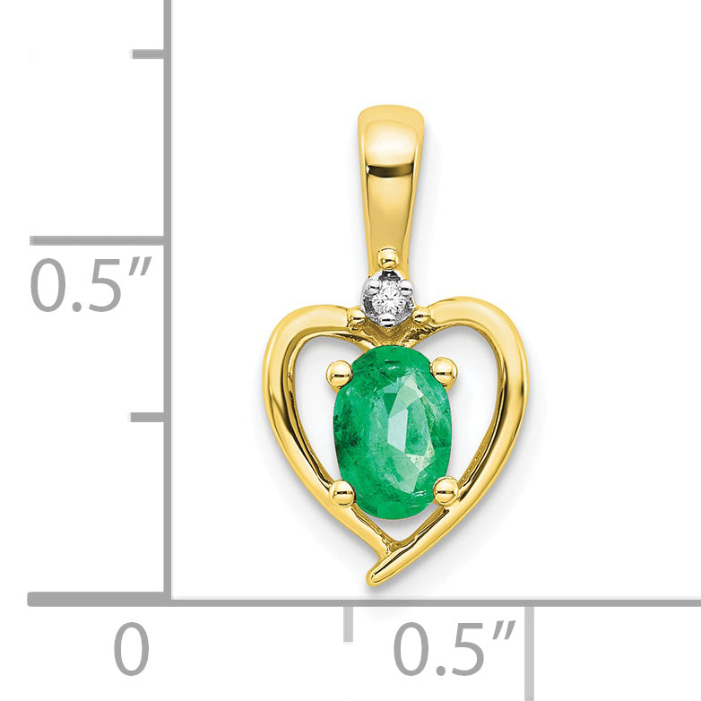 10K Yellow Gold 10K Diamond And Emerald Pendant