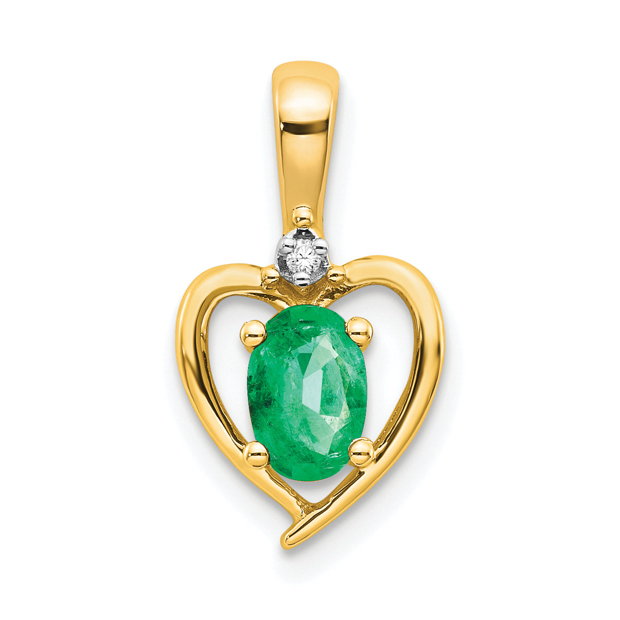 10K Yellow Gold 10K Diamond And Emerald Pendant