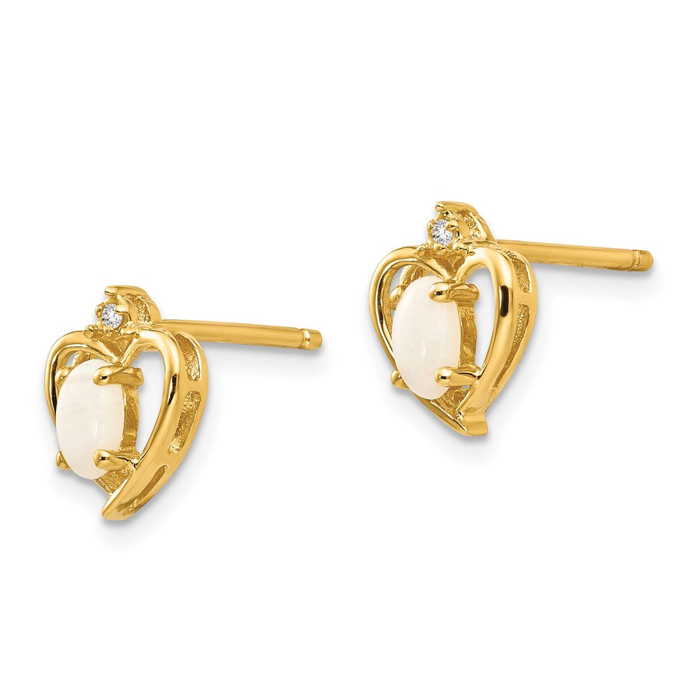 10K Yellow Gold 10K Diamond And Opal Earrings