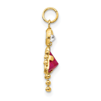 10K Yellow Gold July Girl Birthstone Charm