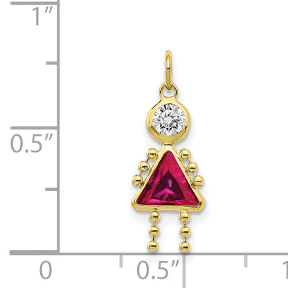 10K Yellow Gold July Girl Birthstone Charm