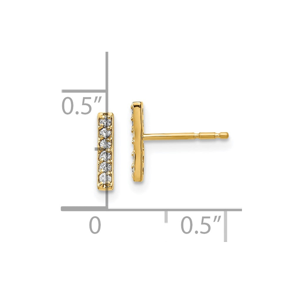 10K Yellow Gold Diamond Bar Earrings