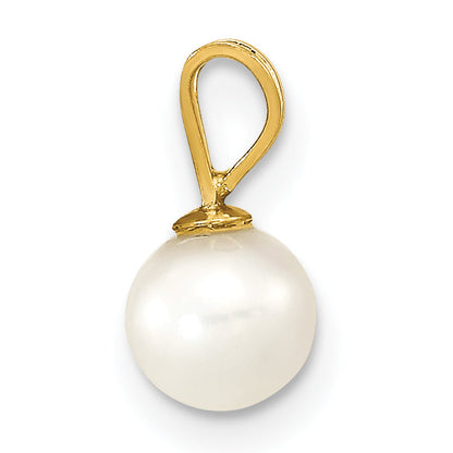 10K Yellow Gold 10K 5-6mm White Round Freshwater Cultured Pearl Pendant