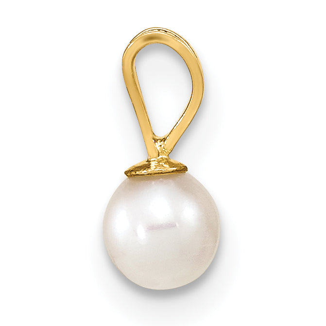 10K Yellow Gold 4-5mm White Round Freshwater Cultured Pearl Pendant