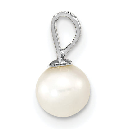 10K White Gold 5-6mm Round Freshwater Cultured Pearl Pendant