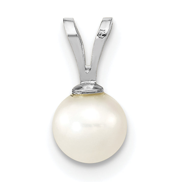 10K White Gold 5-6mm Round Freshwater Cultured Pearl Pendant