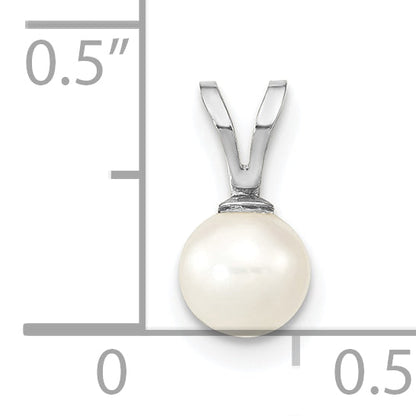 10K White Gold 5-6mm Round Freshwater Cultured Pearl Pendant