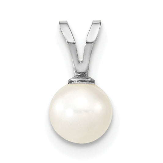 10K White Gold 5-6mm Round Freshwater Cultured Pearl Pendant