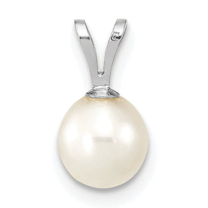 10K White Gold 6-7mm Round Freshwater Cultured Pearl Pendant