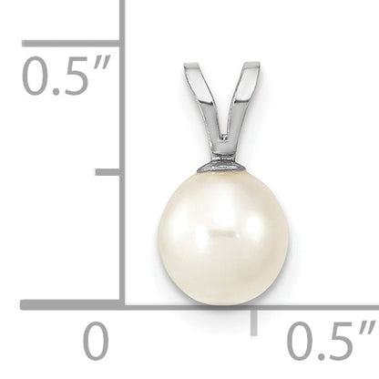 10K White Gold 6-7mm Round Freshwater Cultured Pearl Pendant