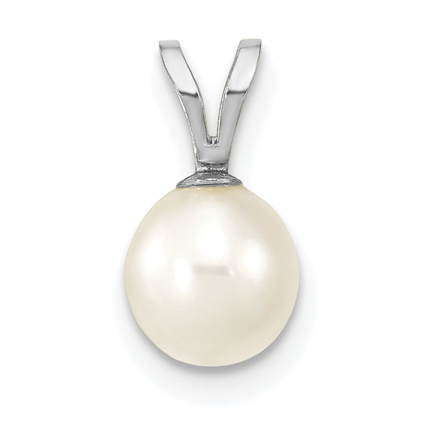 10K White Gold 6-7mm Round Freshwater Cultured Pearl Pendant