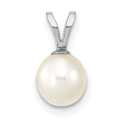 10K White Gold 6-7mm Round Freshwater Cultured Pearl Pendant