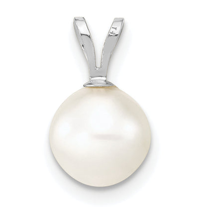 10K White Gold 7-8mm Round Freshwater Cultured Pearl Pendant