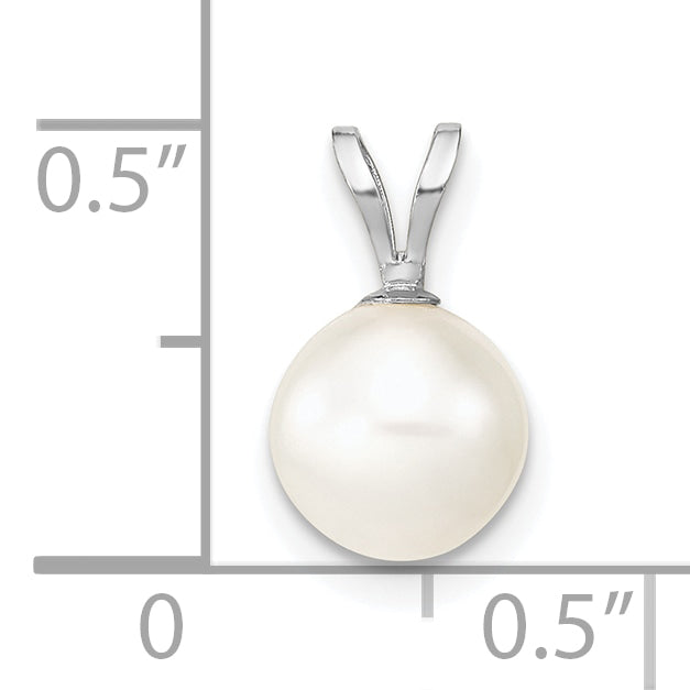 10K White Gold 7-8mm Round Freshwater Cultured Pearl Pendant