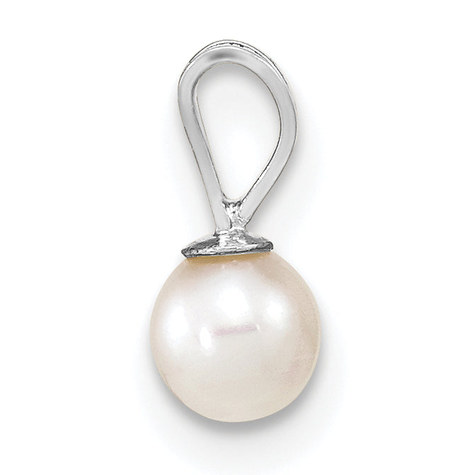 10K White Gold 4-5mm Round Freshwater Cultured Pearl Pendant