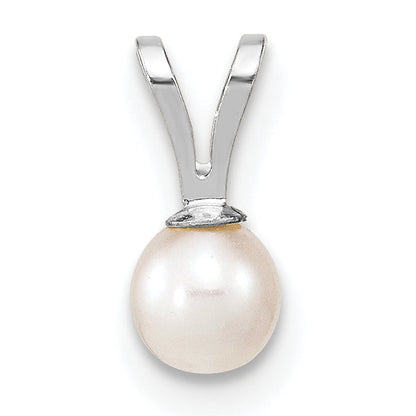 10K White Gold 4-5mm Round Freshwater Cultured Pearl Pendant