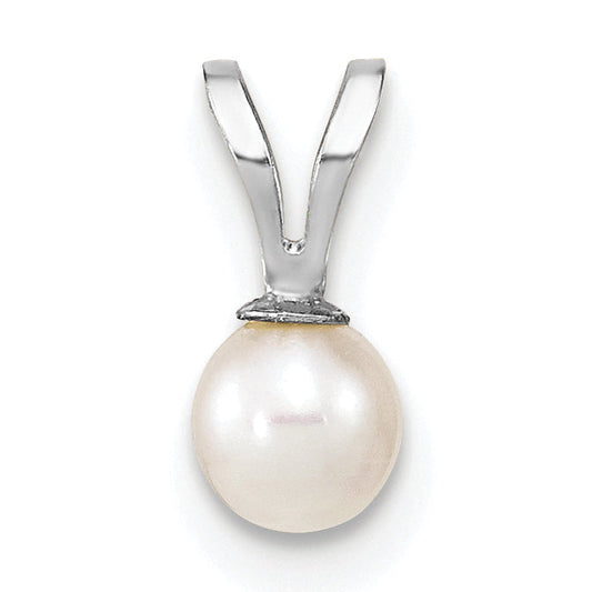 10K White Gold 4-5mm Round Freshwater Cultured Pearl Pendant