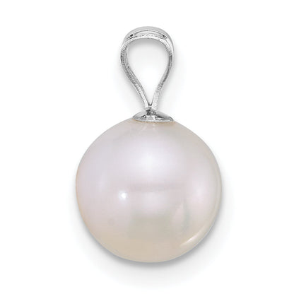 10K White Gold Polished 8-9mm Round Freshwater Cultured Pearl Pendant