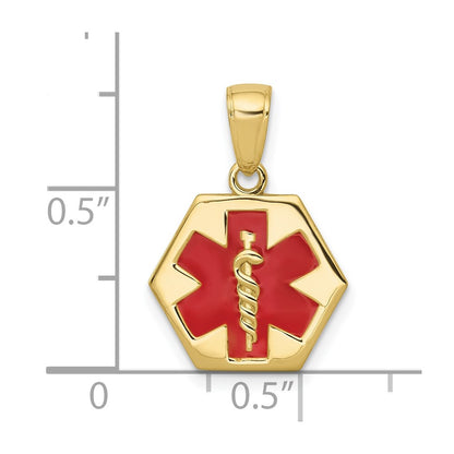 10K Yellow Gold 10K Enameled Medical Disk Pendant