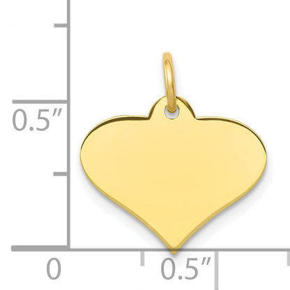 10K Yellow Gold Plain .018 Gauge Engraveable Heart Disc Charm