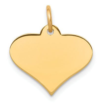 10K Yellow Gold Plain .018 Gauge Engraveable Heart Disc Charm
