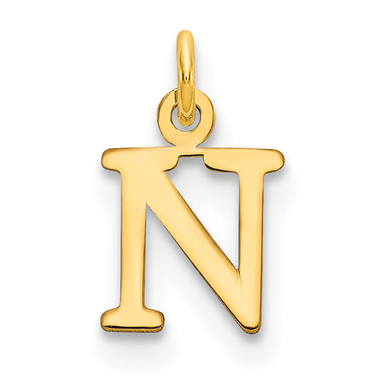 10K Yellow Gold 10Ky Cutout Letter N Initial Charm