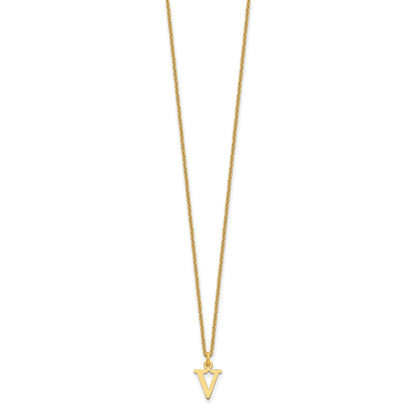 10K Yellow Gold 10Ky Cutout Letter V Initial Necklace