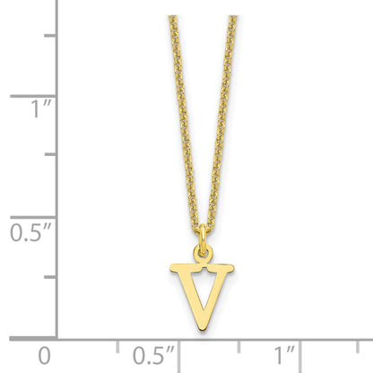 10K Yellow Gold 10Ky Cutout Letter V Initial Necklace