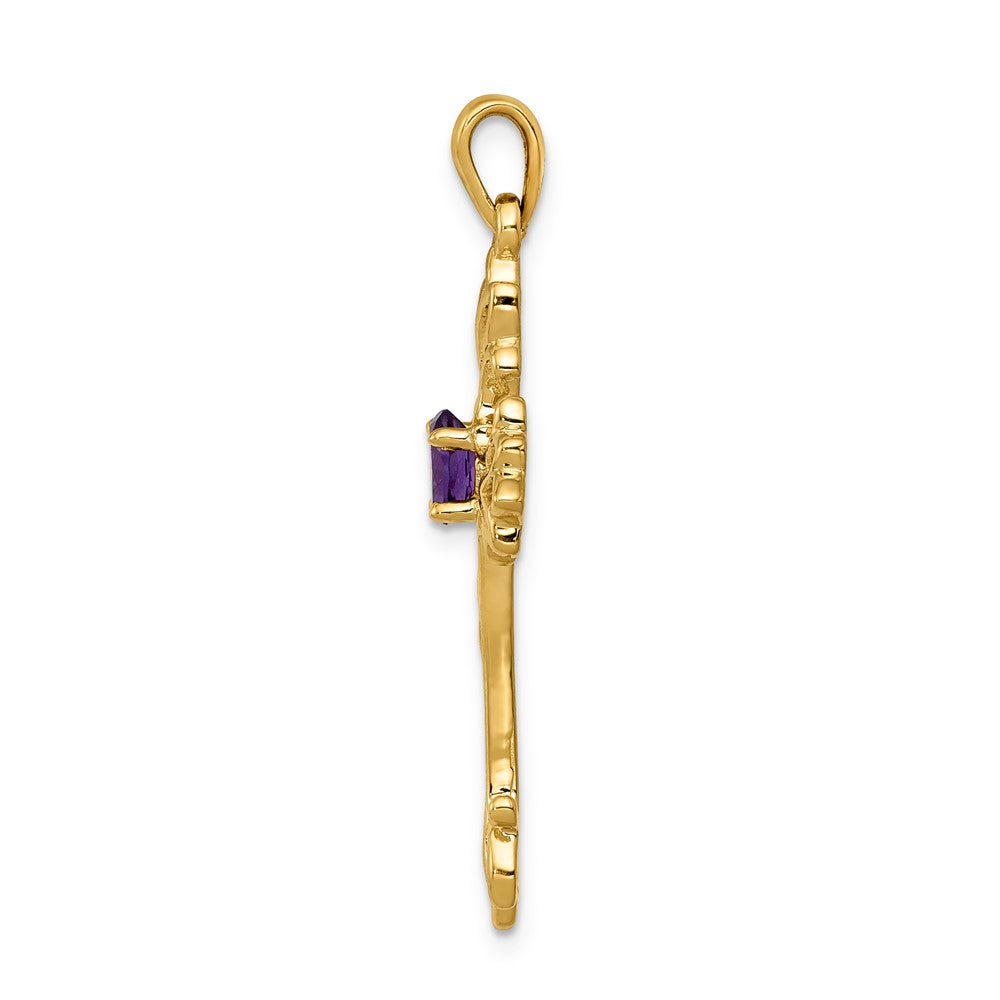 10K Yellow Gold 10K Polished Amethyst Cross Pendant