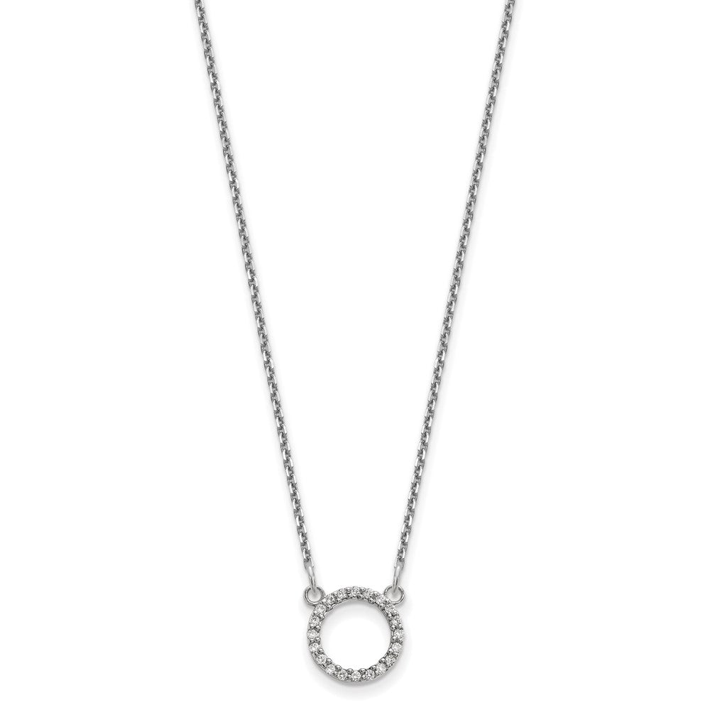 10K White Gold Diamond Open Circle Necklace