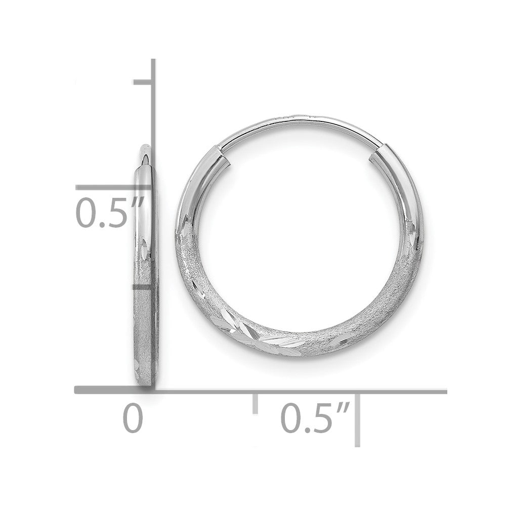 10K White Gold 1.5mm Diamond-Cut Endless Hoop Earrings