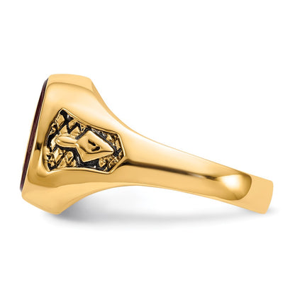 10K Yellow Gold Men'S Polished And Textured Masonic Ring Mounting