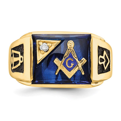 10K Yellow Gold Men'S Polished And Textured Masonic Ring Mounting