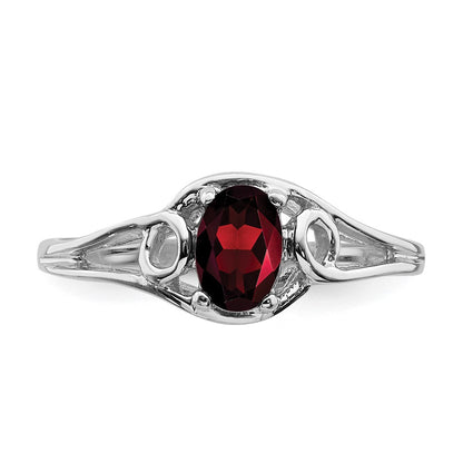 10K White Gold 10K 6X4mm Oval Garnet Ring