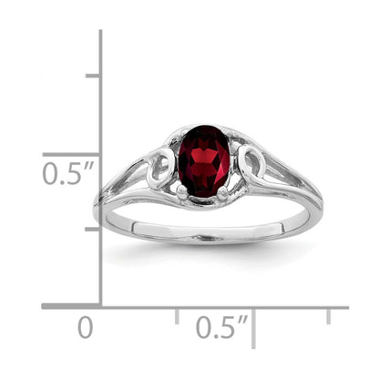10K White Gold 10K 6X4mm Oval Garnet Ring