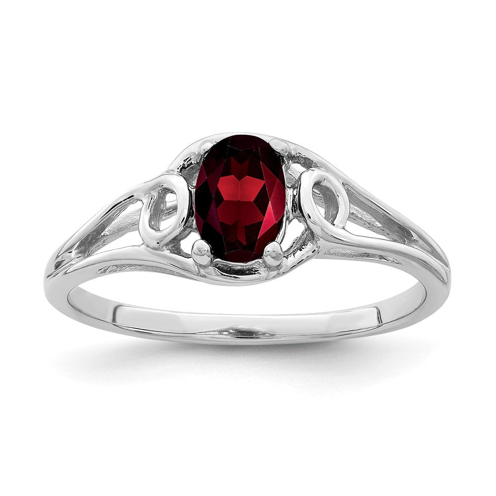 10K White Gold 10K 6X4mm Oval Garnet Ring